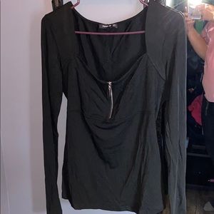 Long sleeve black shirt.